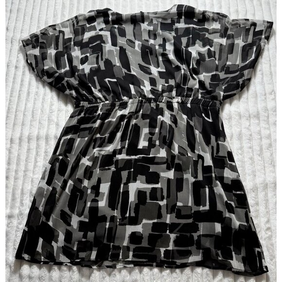 Lane Bryant Swing Tunic Geometric Colorblock Top SZ 14/16 Elastic Waist - Picture 8 of 8